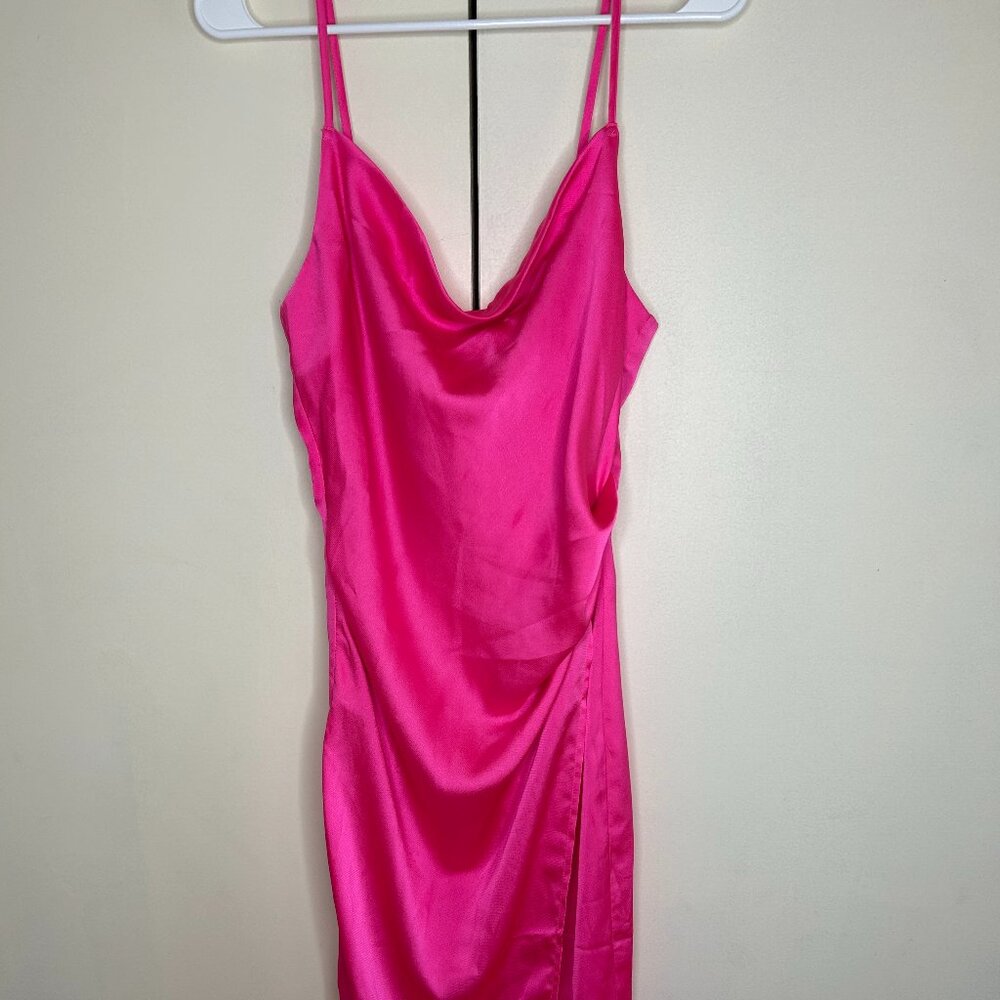 Pink Satin Maxi Dress